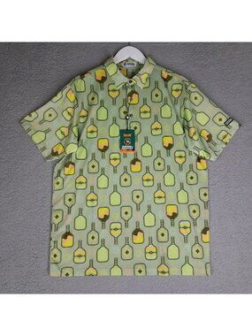 NEW Raised By Coyotes Pickleball Polo Shirt Adult Large Green Performance Men's